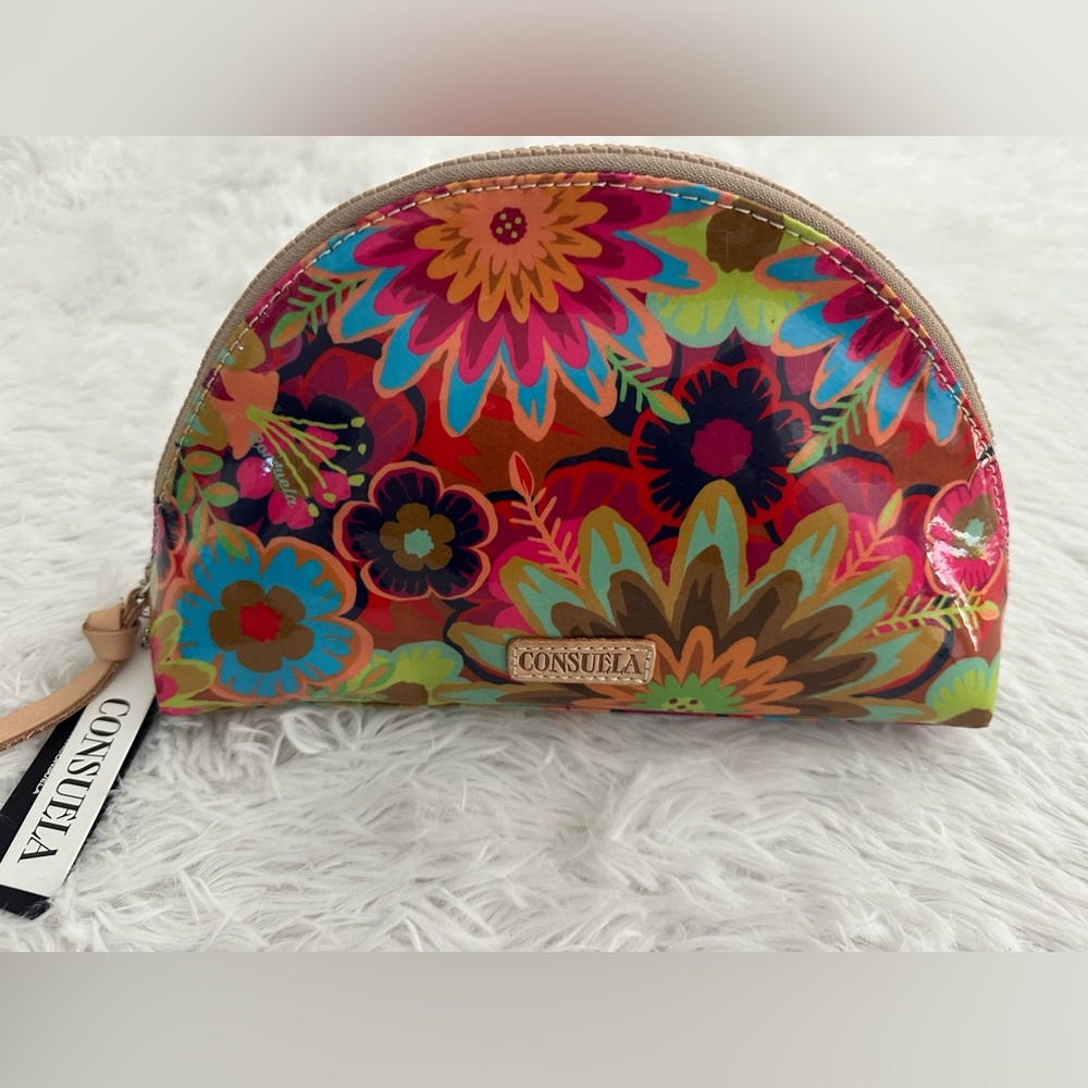 New Consuela Mod Floral Legacy Large Domed Toiletry Makeup Cosmetic Bag Rare